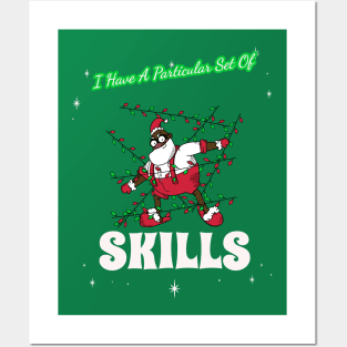 “I Have A Particular Set Of Skills” Stealthy Black Santa Posters and Art